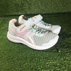 Kids ASICS Tennis shoes size 13 gelcontend 7 Velcro play shoes blue/pink1014A194